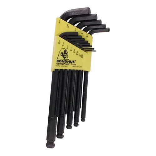 0.050 Inch To 3 /8 Inch L-Handle Long Arm Ball End Hex Key Set