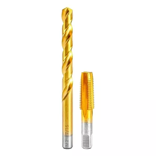 1/4-18 NPT Pipe Tap and 7/16" Drill Set,M2 HSS Hand Threading Plumbing Tap Set for Plumbers Mechanics DIY Thread Cutting Tools