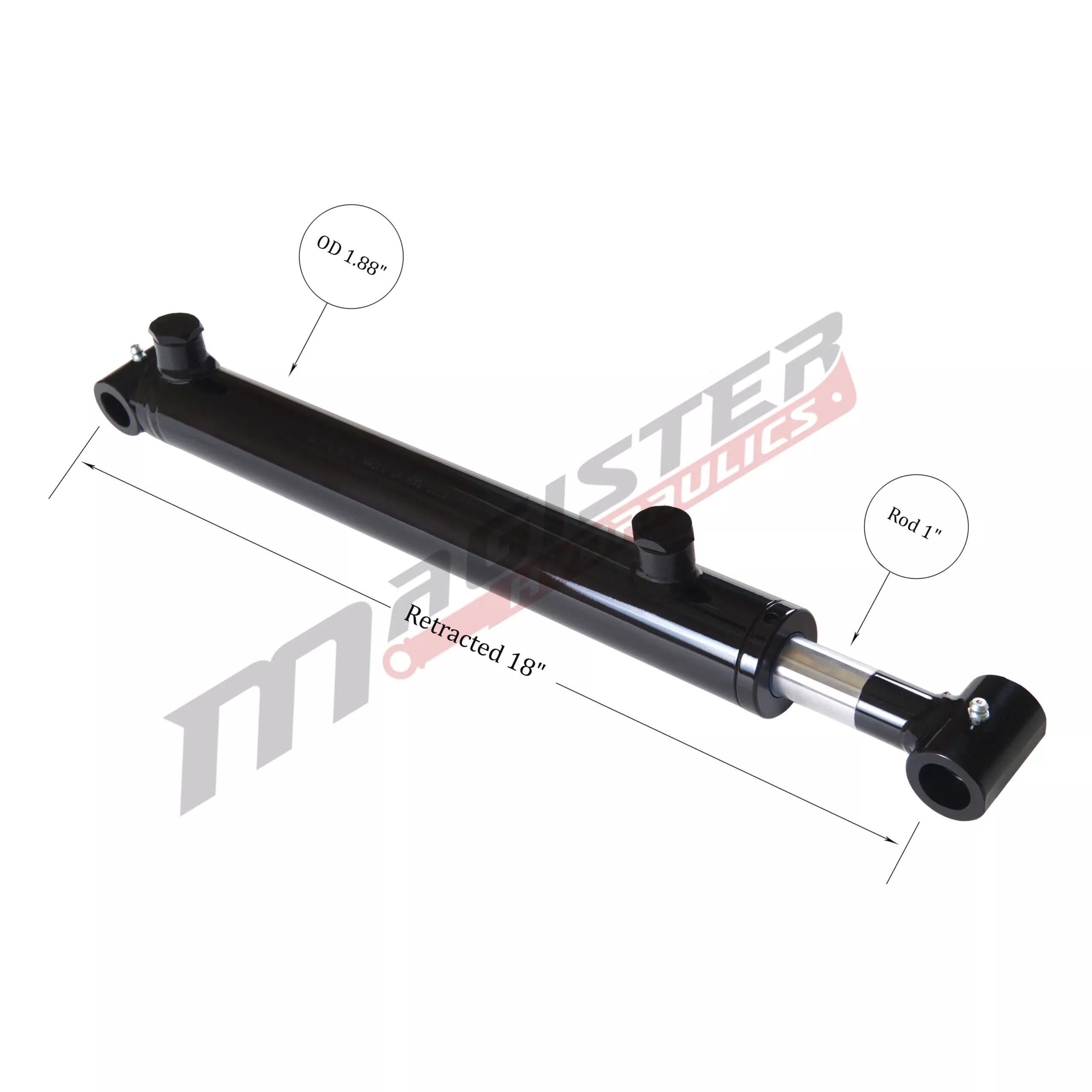 1.5" bore x 10" stroke cross tube hydraulic cylinder