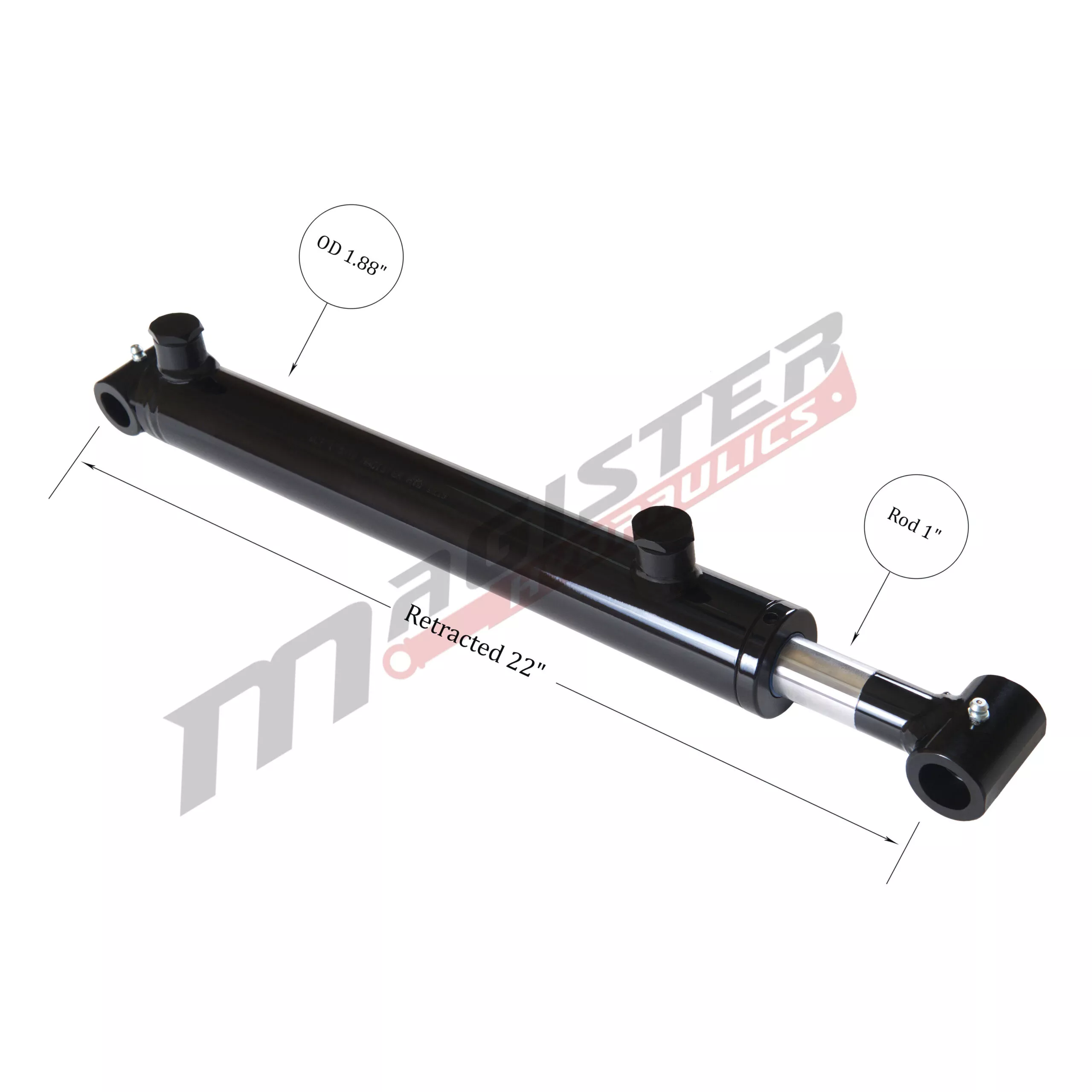 1.5" bore x 14" stroke cross tube hydraulic cylinder