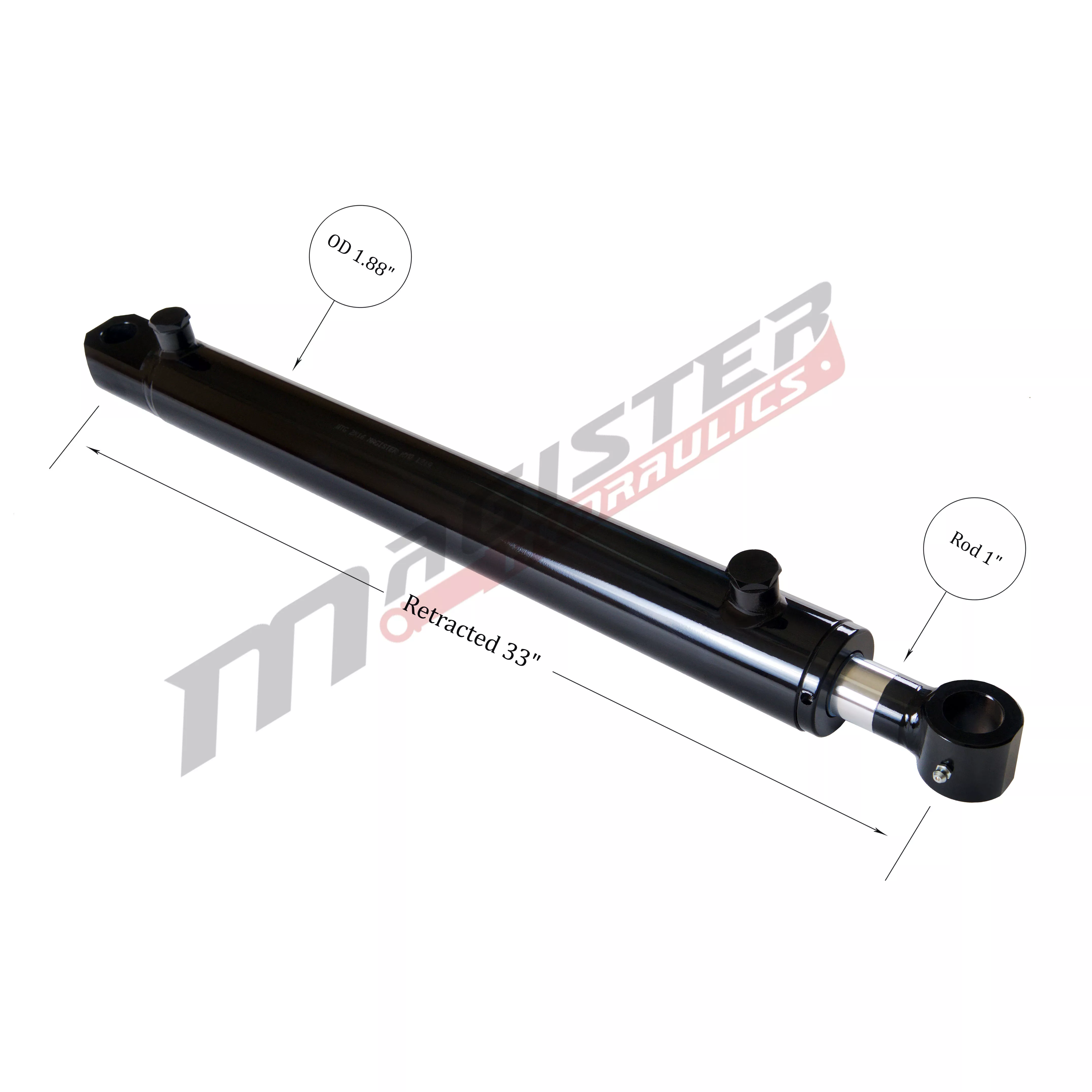1.5" bore x 24" stroke tang hydraulic cylinder