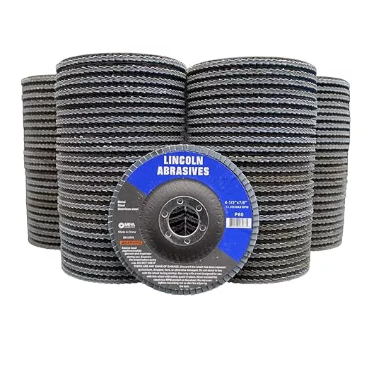 100 Pack Flap Discs, 80 Grit 4.5" x 7/8" Sanding Wheels for Angle Grinder