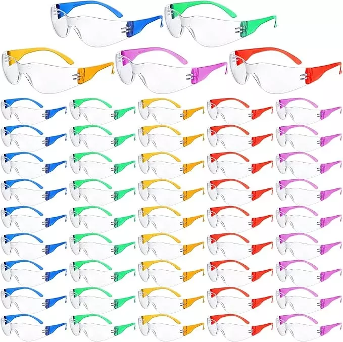 100 Pack Safety Glasses Bulk Protective Eyewear Goggles Eye Protection for Men Women Work Science Lab Construction