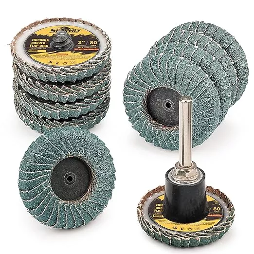 10PCS 80 Grit Curved Flap Disc 2 Inch Roll Lock Quick Change Sanding Discs 1pcs 1/4" Holder Surface Grinding Disc for Die Grinder Metal Surface Grind Burr Finish Weld Rust Paint Removal