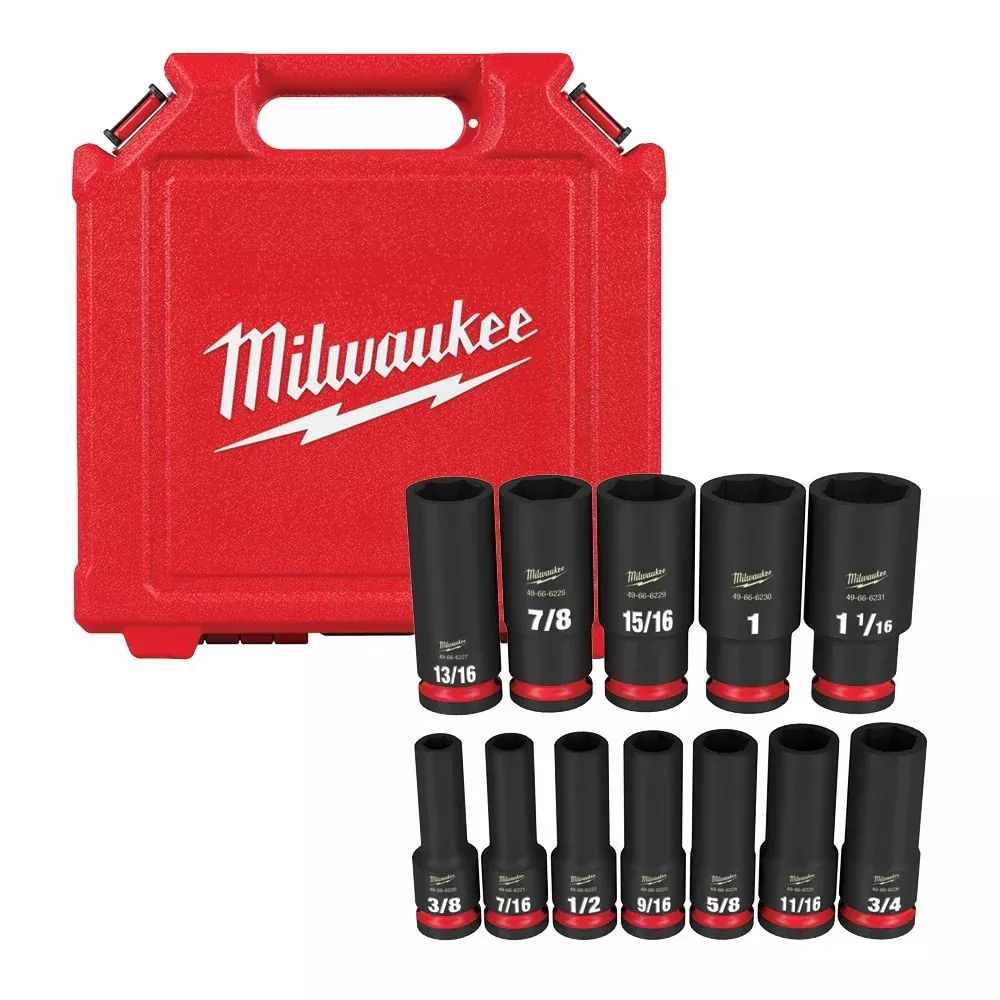 12PC SHOCKWAVEImpact Duty 1/2" Drive SAE Deep 6 Point Socket Set