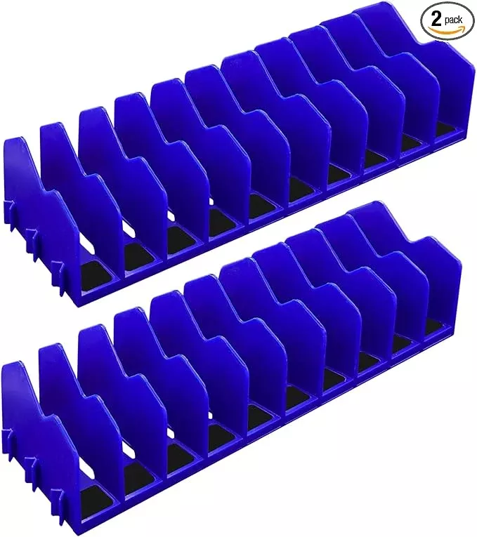 2 Pack Plier Orgainzer Rack, 20 Slots Tool Organizer Rack with Extendable Design & Non-Slip Rubber Base, Fits 3" H, Toolbox Organizer for Pliers, Wrenches, Screwdrivers and More,Blue