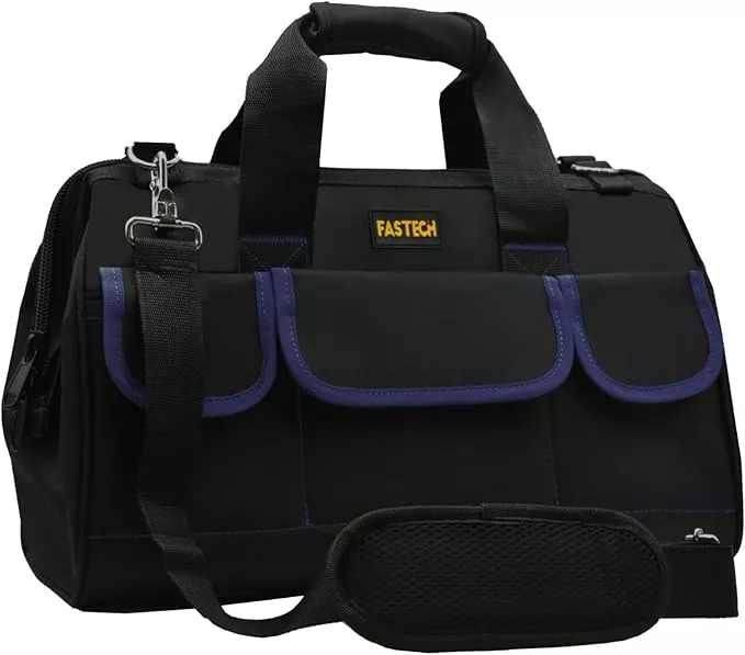 20 Inch Tool Bag, Waterproof Wide Mouth Tool Kit, Heavy Duty Tool Bag Organizer With Shoulder Straps, Tool Storage Package For Men/Women (20IN DarkBlue)