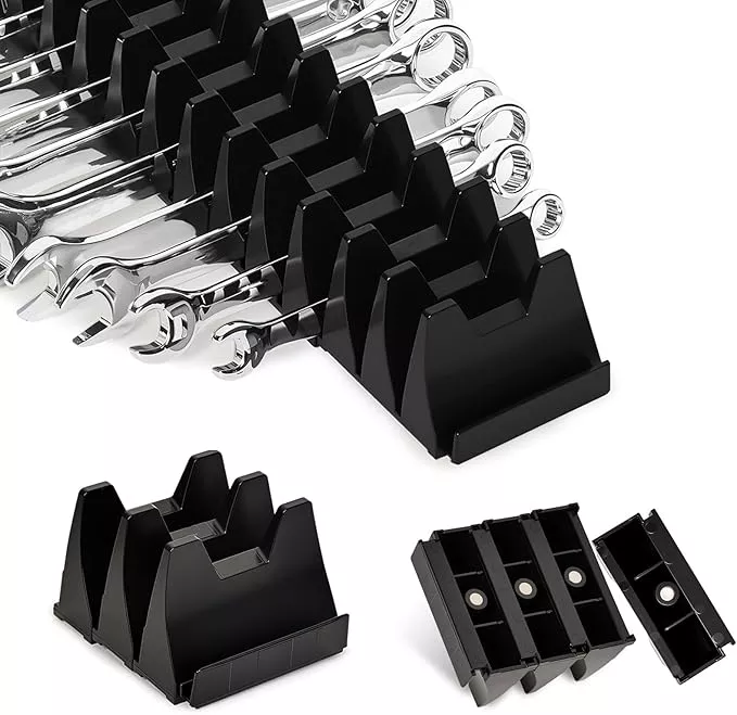 48PCS Magnetic Modular Wrench Organizer Wrench Holder - Wrenchs Tool Organizers for Tool Drawer Storage, Wrenchs Rack with Metric SAE Labels, Tool Storage Set Holder Festival for Mechanics