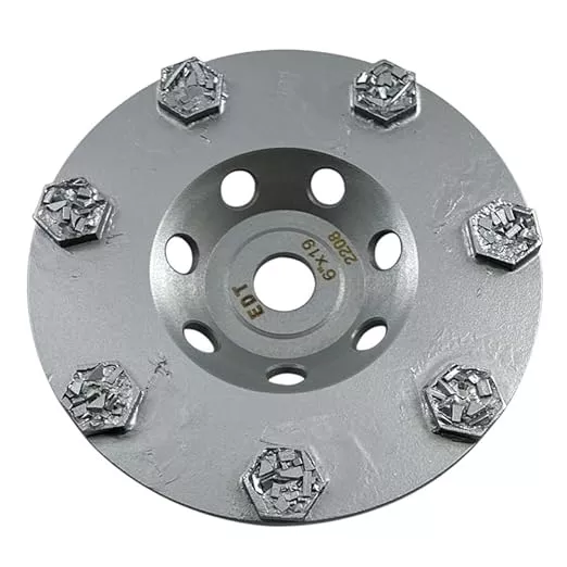 6" PCD Grinding Wheel for Epoxy, Glue, Mastic and Paint, 7 Crushed Chip PCD Segments, Hilti DG150 Arbor