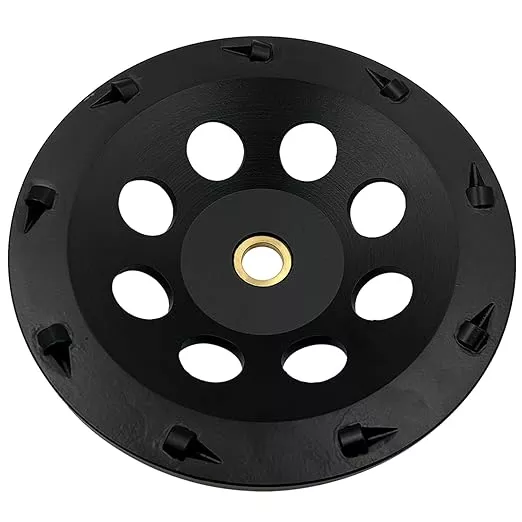 7" PCD Grinding Wheel for Epoxy, Glue, Mastic and Paint, 9 PCD Segments, 7/8"-5/8" Non-Threaded Arbor