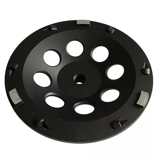 7" PCD Grinding Wheel for Epoxy, Glue and Paint, 6 PCD Segments w/Sacrificial Bars, 5/8"-11 Threaded Arbor