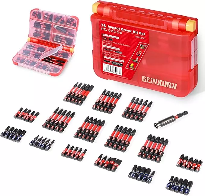 76 pieces Impact Screwdriver Bits Set, Magnetic S2 Steel Multi Insert Power Bits Tips with Impact Bit Holder with Storage Box(PH/TORX/SQ/PZ/SL)