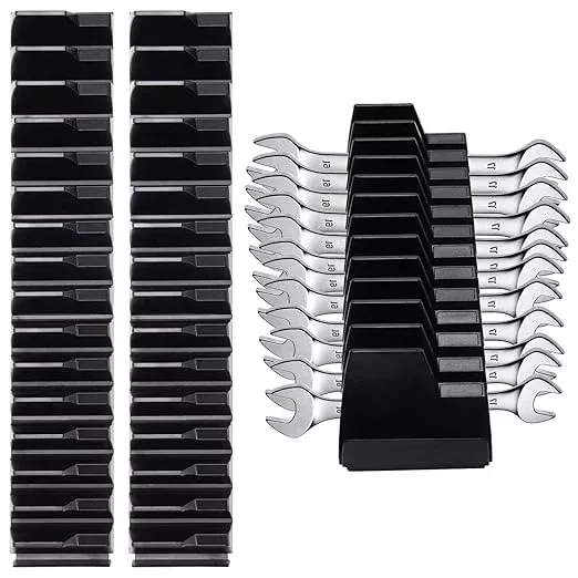 80 Pcs Modular Wrench Organizer - Tool Magnetic Customizable Wrench Holder for Tool Box Widget,Wrench Rack for Tool Drawer Storage,Extension Cord Holder Organizer Inksilvereye (Black)
