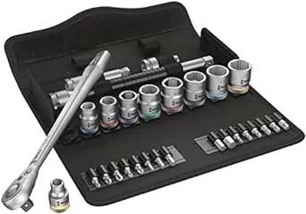 8100 SB 11 Zyklop Metal Ratchet Set with switch lever, 3/8" drive, Imperial, 29 pieces