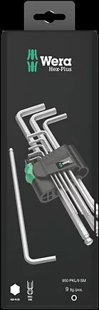 950/9 Hex-Plus 1 SB L-Key set, Metric, chrome-plated, 9 pieces