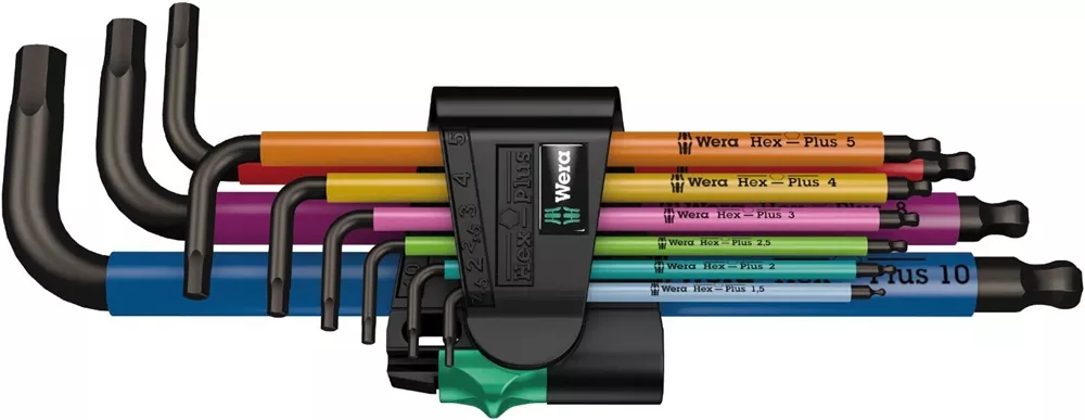 950/9 Hex-Plus Multicolour 1 L-Key set, Metric, Blacklaser, 9 pieces