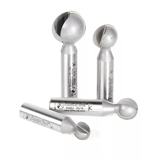Amana Tool - AMS-557 4-Pc Carbide Tipped Ball End Router Bit Set 1/2" Shank