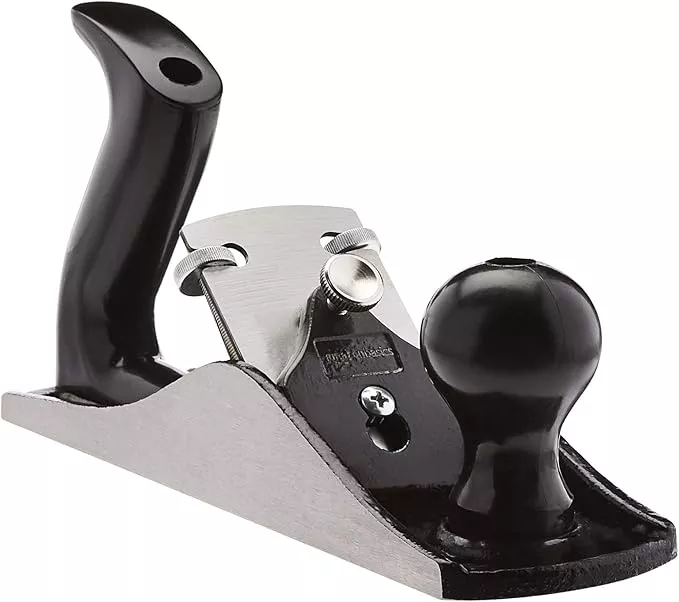 Amazon Basics Woodworking Hand Planer - No.4 Adjustable Bench Plane with 2-Inch Blade for Wood Smoothing, Grey/Black