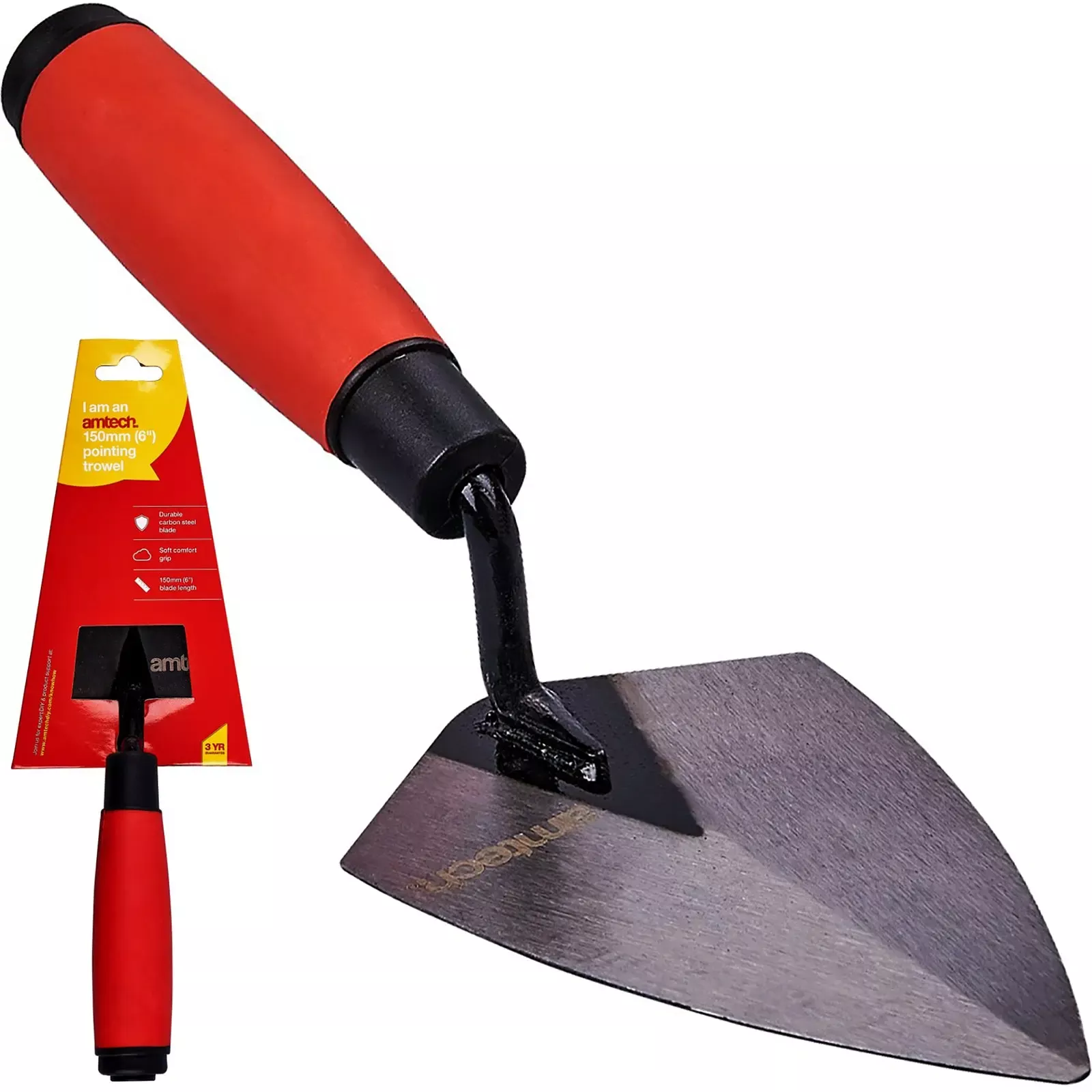 Amtech 150mm (6") Pointing Trowel with Soft Grip Handle