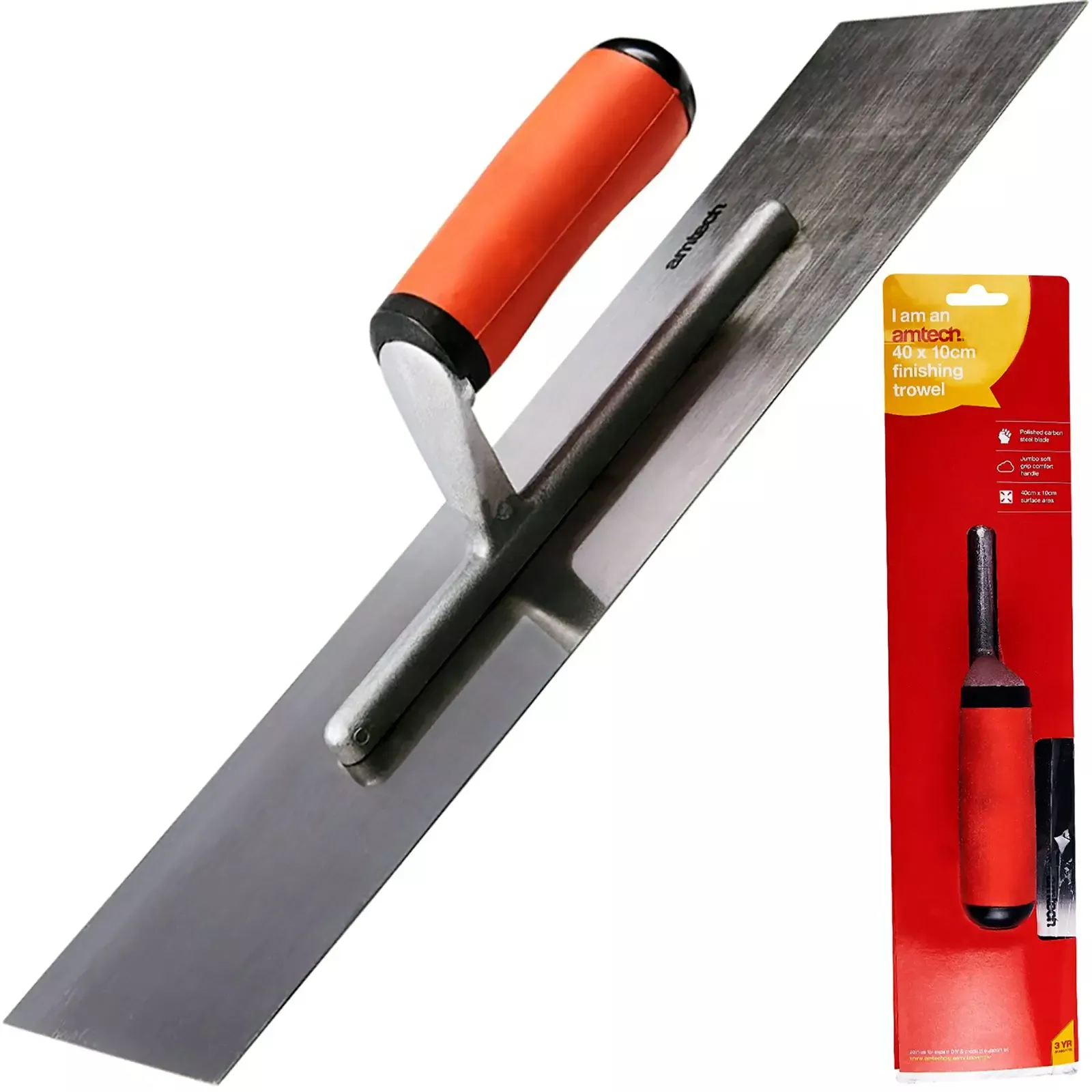 Amtech 400mm (16") Cement Trowel with Soft Grip Handle