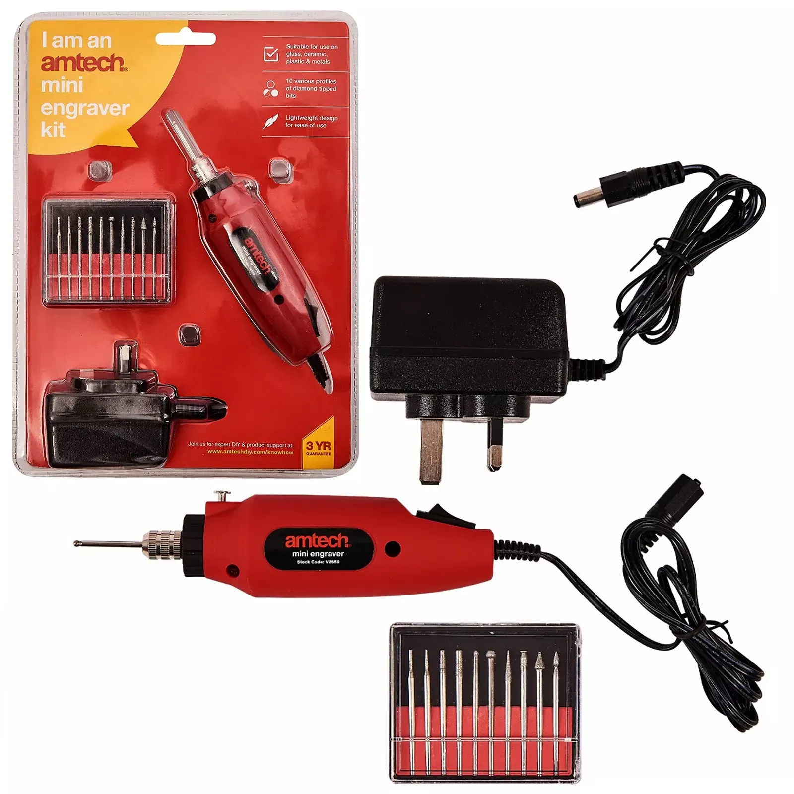 Amtech Mini Engraver Kit with Diamond Bits