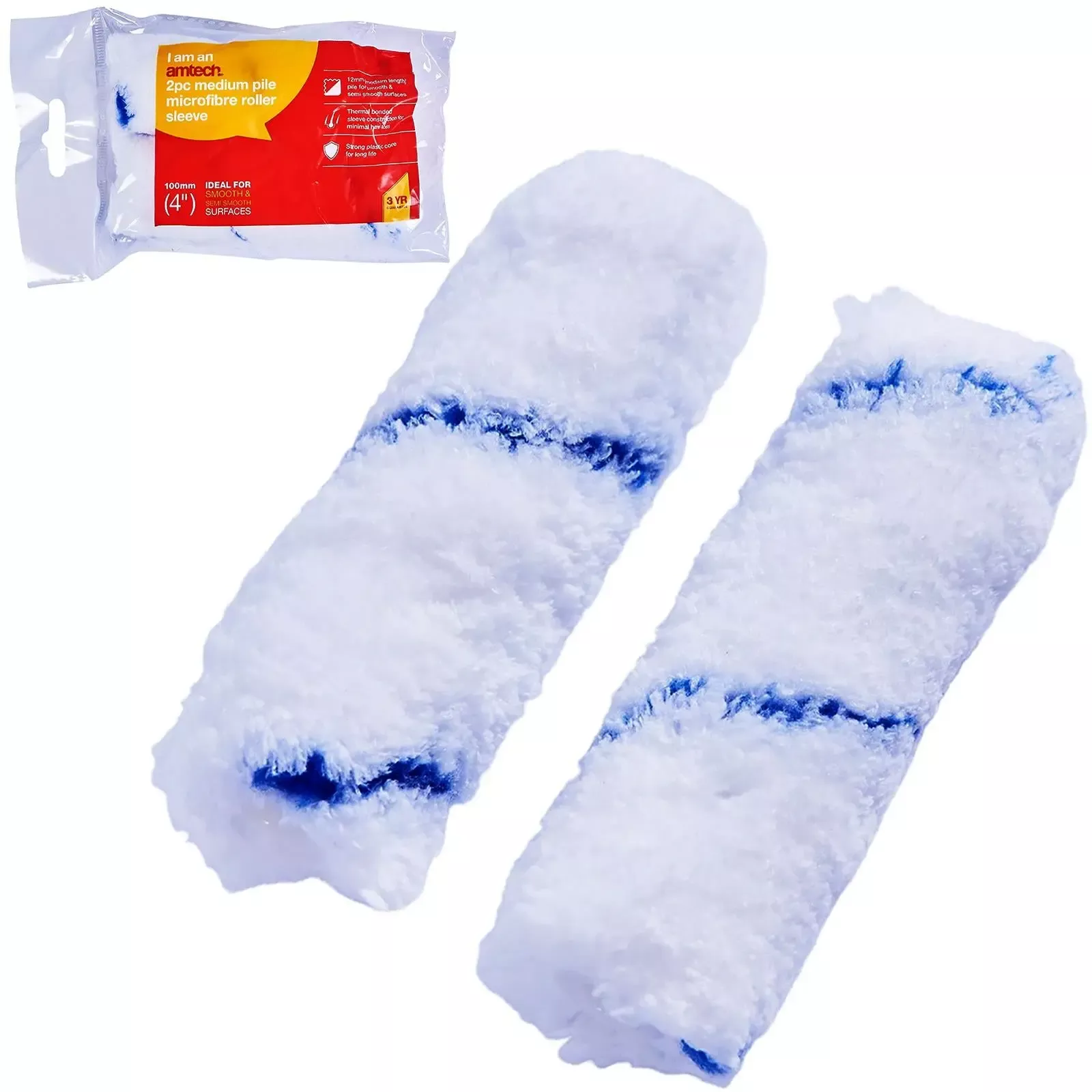 Amtech Paint Roller Sleeves 100mm (4") Mini Microfibre 2 Pack
