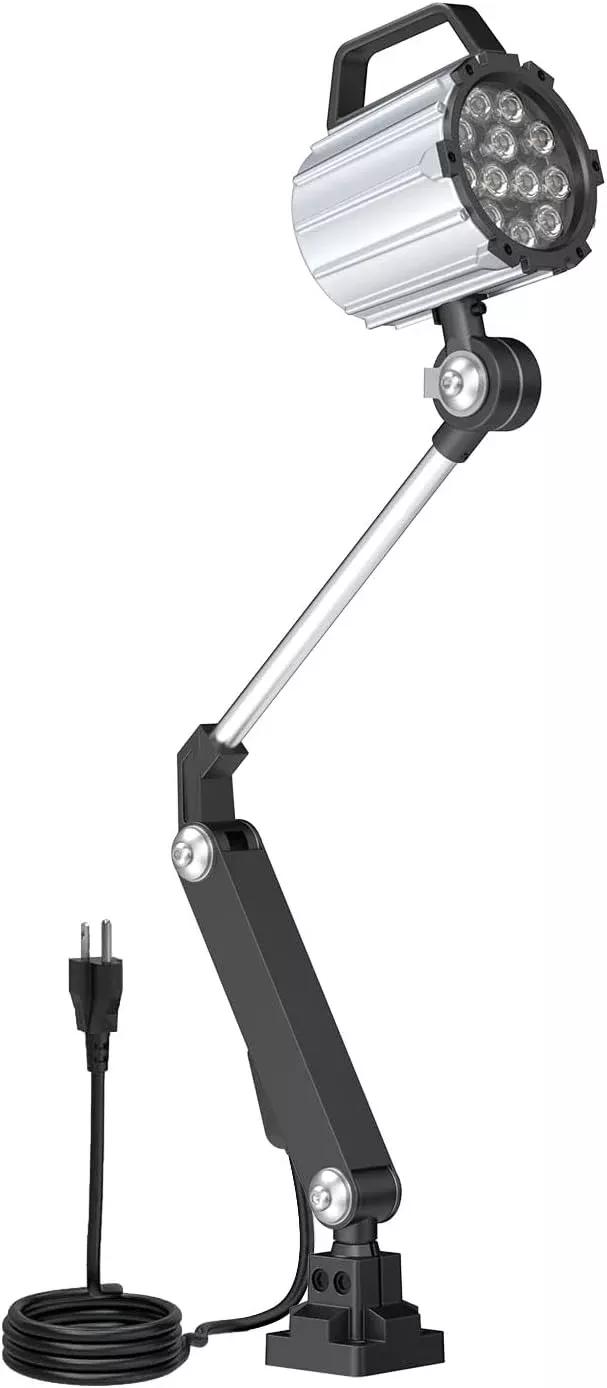 Articulating Led Work Light, 18W Machine Lights, 1800 Lumens Flexible Wood Lathe Light Drill Press Lighting 110-220v