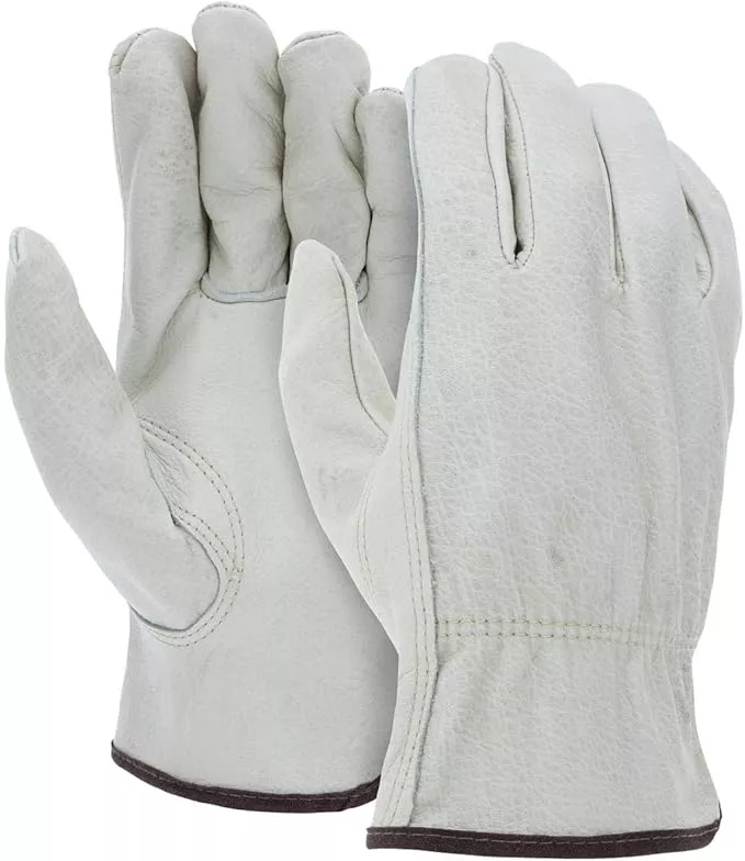 ATERET 24 Pairs Medium Heavy Duty Durable Cowhide Leather Work Gloves I Driver Gloves for Truck Driving, Warehouse, Gardening, Farming