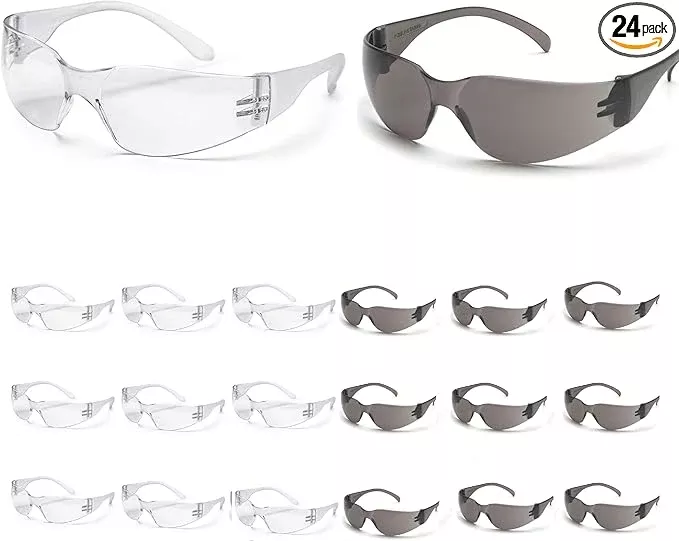ATERET Protective Polycarbonate Safety Glasses White For Nurses Mechanic Electrician Saftey Glasses Goggles Anti Fog Eye Goggles Safety Protection (144 Pairs Grey)