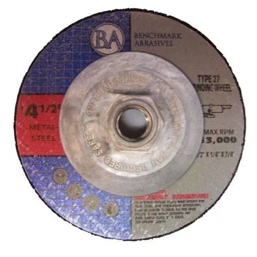 Benchmark Abrasives Grinder Cut Off Wheels 4 1/2 Inch Aluminum Oxide Depressed Center Thin Type 27 for Metals, .045" Thick 7/8" Arbor, Angle Grinder Cutting Disc, Grinding Cutting Wheel - 15 Pack