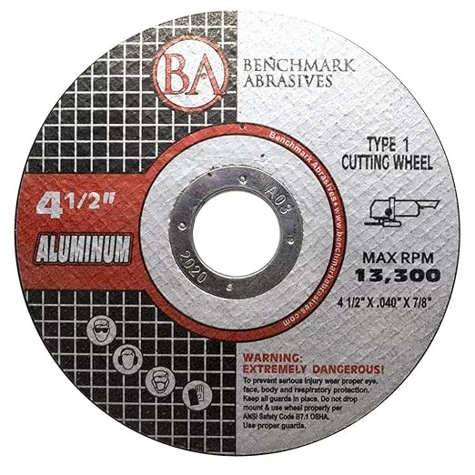 Benchmark Abrasives Grinder Cut Off Wheels 4 1/2 Inch Aluminum Oxide Thin Type 1 Angle Grinder Cutting Disc for Metal, Stainless Steel - with 7/8" Arbor Hole, Fast Grinder Cutting Wheel - 50 Count