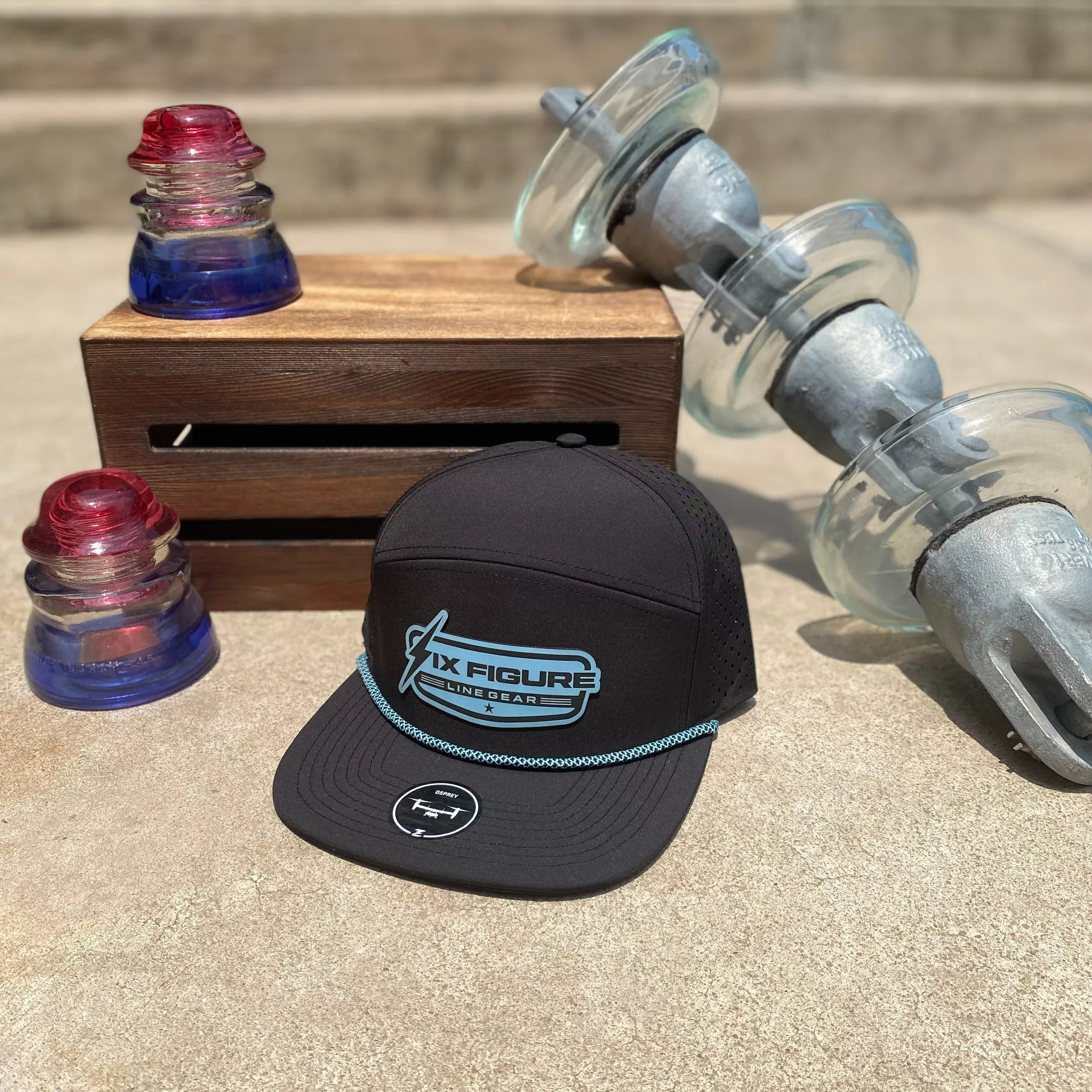 Black & Blue Zapped Panel Rope Hat