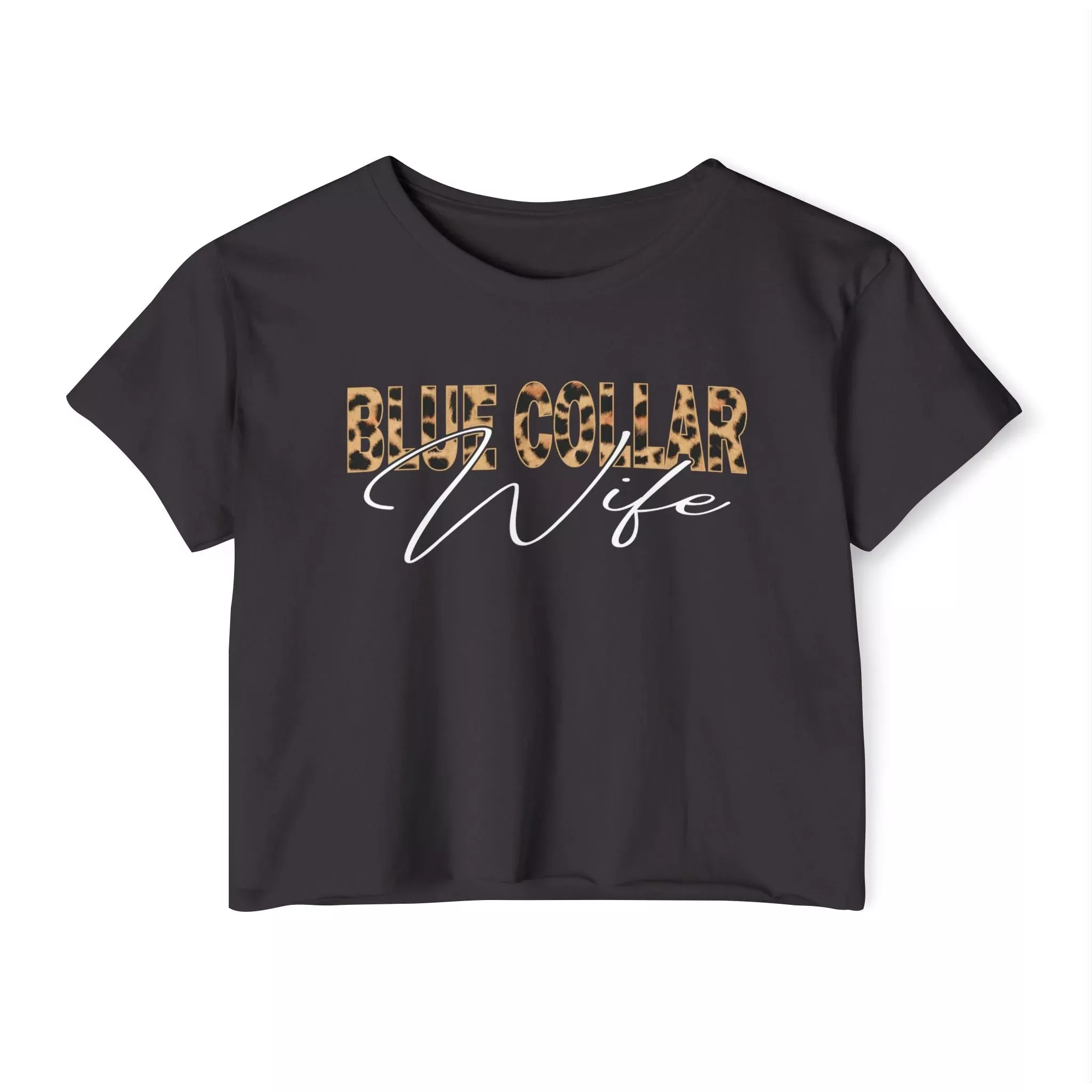 Blue Collar Cheetah Crop Shirt