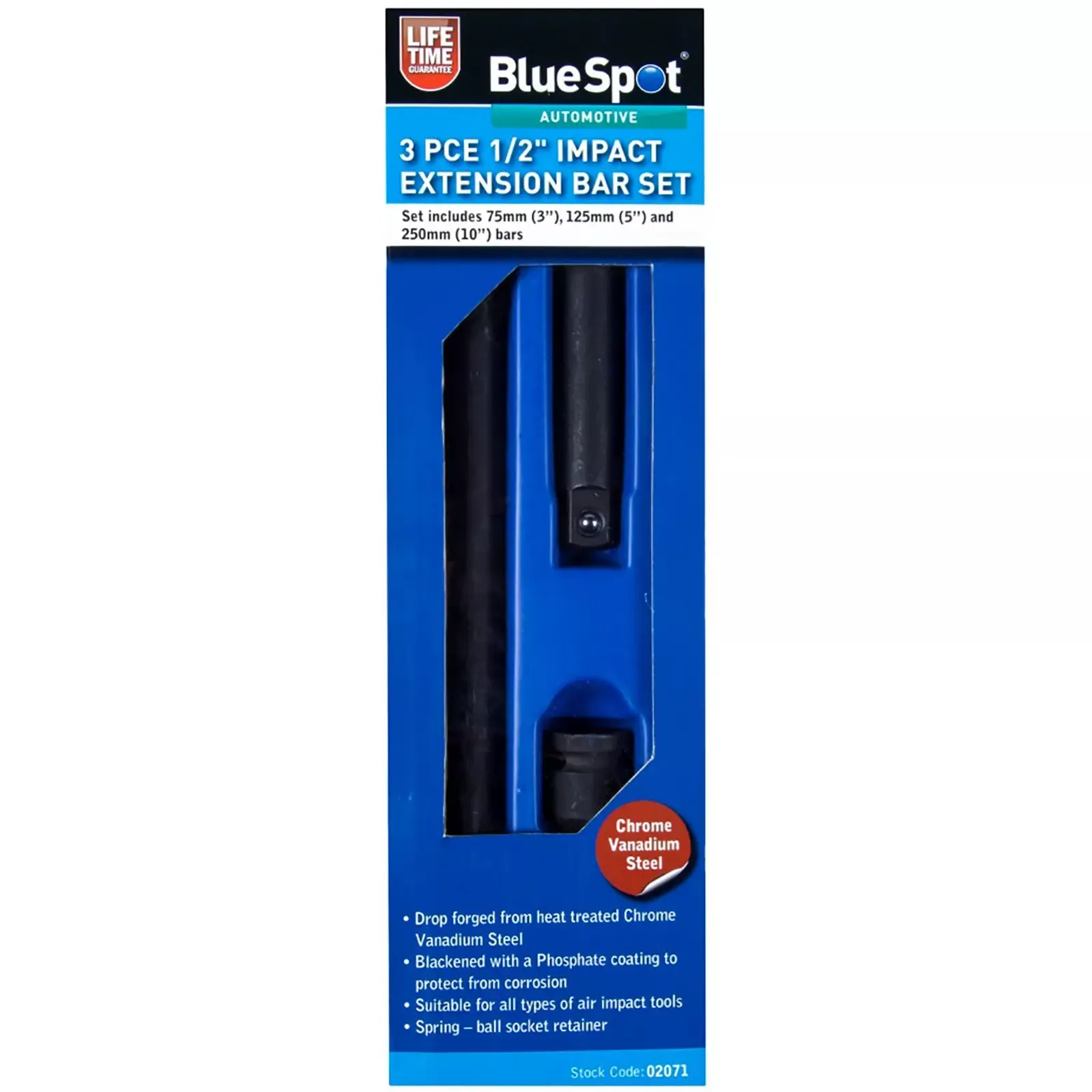 BlueSpot 3 Piece 1/2" Drive Impact Extension Bar Set