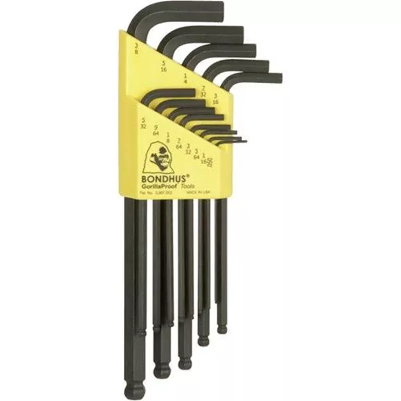 Bondhus 16937 Set of 13 Balldriver L-wrenches with BriteGuard Finish, Long Length, Sizes .050-3/8"