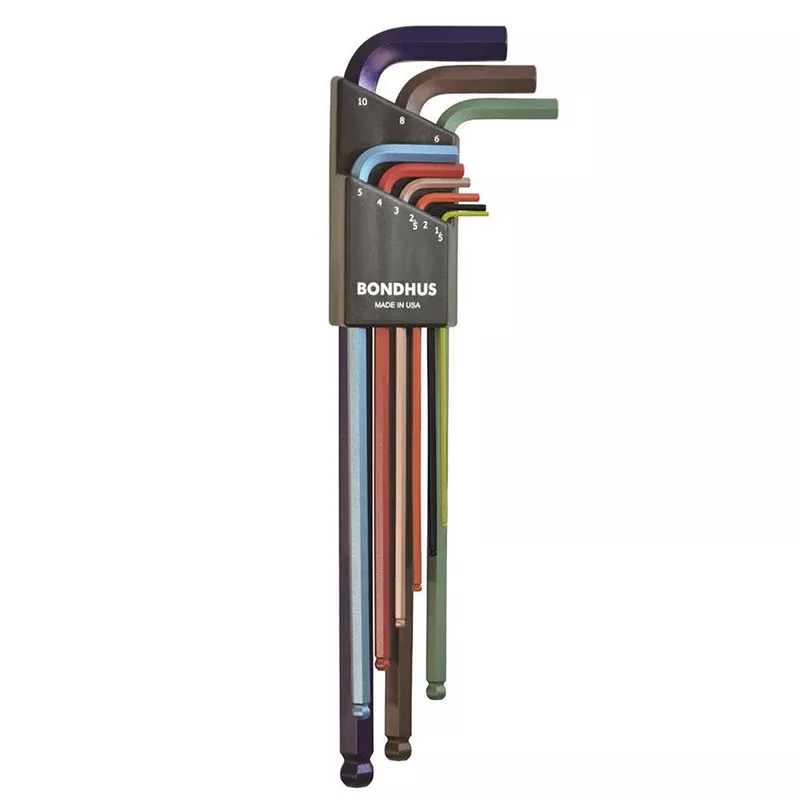 Bondhus 69699 ColorGuard Ball End L-Wrenches Set, 1.5 - 10 mm, 9 Pc.