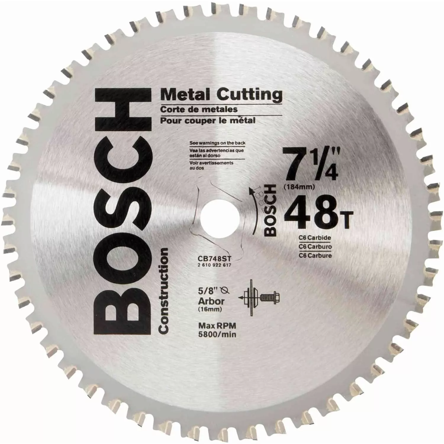 Bosch CB748ST 7-1/4-Inch 48 Tooth Ferrous Metal Cutting Circular Saw Blade