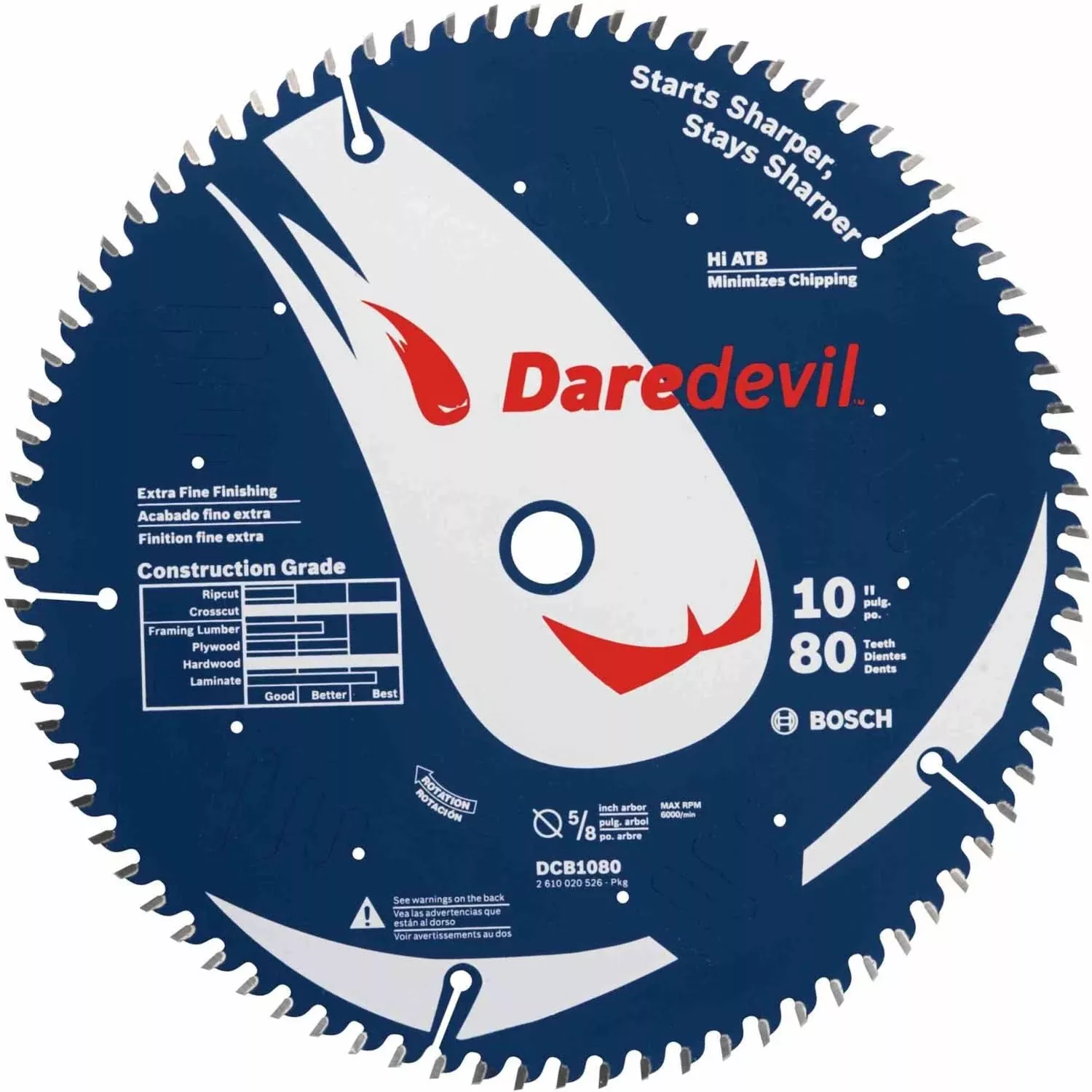 Bosch DCB1080 10-Inch 80 Tooth Edge Circular Saw Blade for Extra-Fine Finish