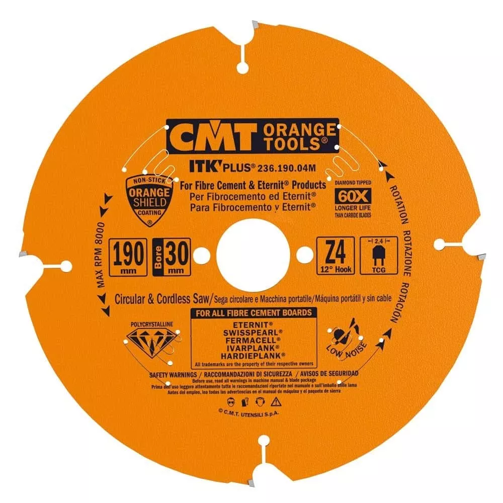 CMT 236.190.04M Fiber Cement Blade, 190mm x 4 Teeth for TS 75