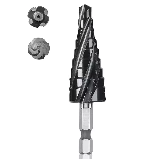 Cobalt M35 Step Drill Bit 1/4" to 3/4", TiAlN Coating 4 Spiral Flute Step Bit for Stainless Steel, Metal, Aluminum, Plastic