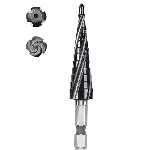 Cobalt M35 Step Drill Bit 1/8" to 1/2", TiAlN Coating 4 Spiral Flute Step Bit for Stainless Steel, Metal, Aluminum, Plastic