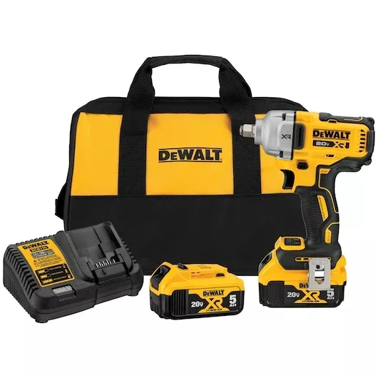 DEWALT 20V MAX XR 1/2" Mid-Range Impact Wrench Kit - Hog Ring Anvil DCF891P2