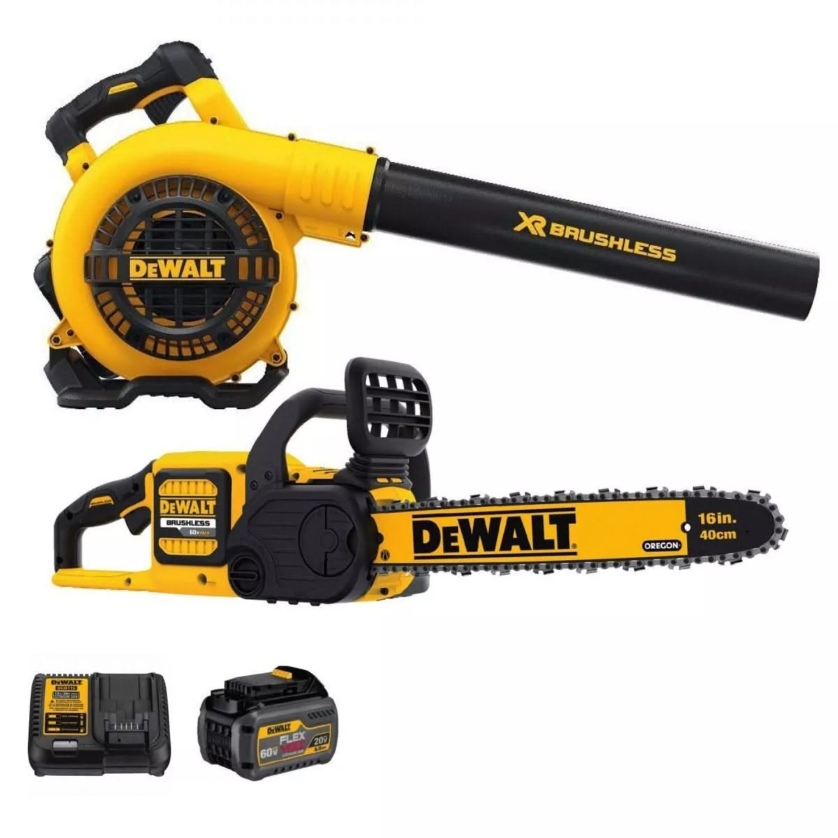 Dewalt DCKO667X1 FLEXVOLT 60V MAX Blower & ChainSaw 9.0Ah Combo Kit