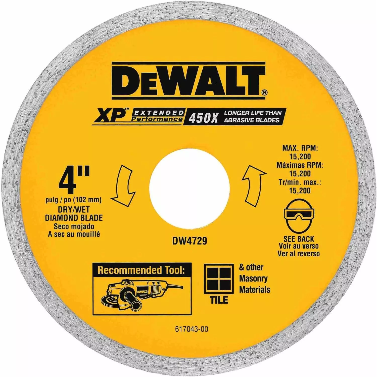 DeWalt DW4729 4 in. x .060 in. Ceramic Tile Blade Wet/Dry
