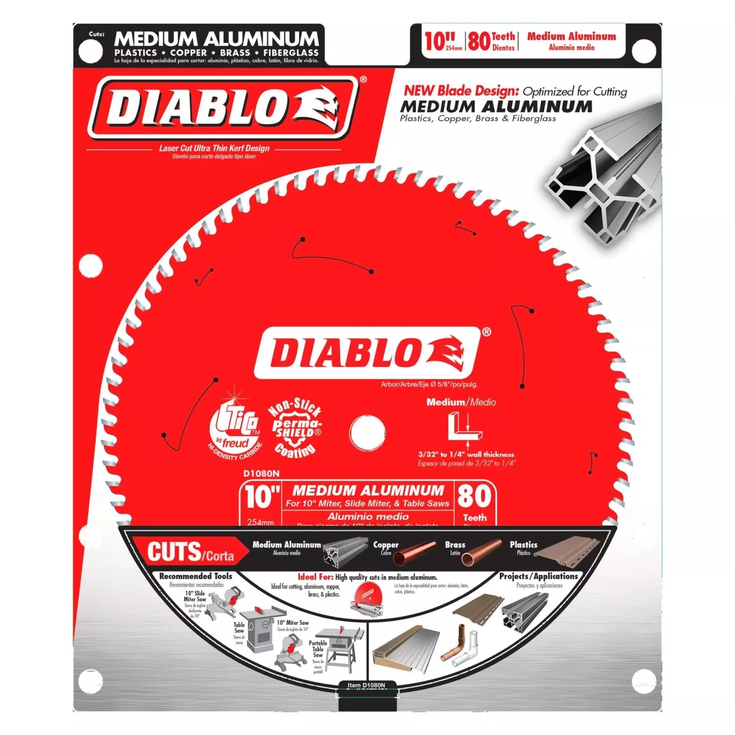 Diablo D1080N 10 in. x 80-ToothMedium Aluminum Saw Blade