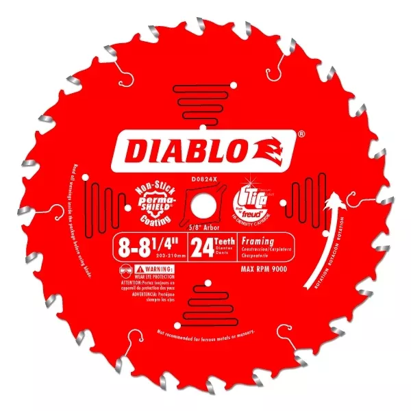 Diablo Tools 8-1/4" X 24-Teeth Framing Saw Blade For Wood