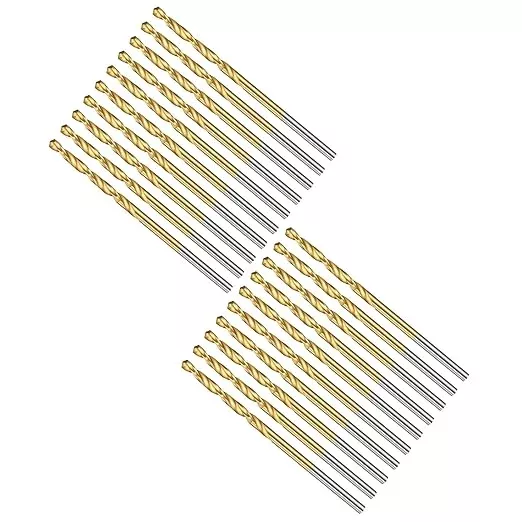 Drill Bit, 1/16" Cutting Diameter (1.588mm), 4241 HSS TiN Coated 118° Cutting Angle Versatile Jobber Bits - (Applications: for Drilling Plastic Wood Soft Thin Metal), 20-Pieces