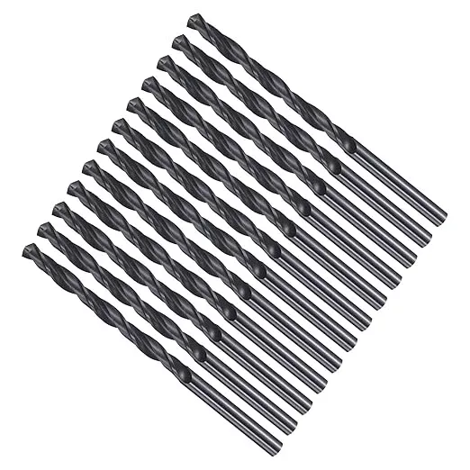 Drill Bit, 1/8" Cutting Diameter, 4241 HSS Nitriding Black 118° Cutting Angle Versatile Jobber Bits - (Applications: for Drilling Plastic Wood Soft Metal), 12-Pieces