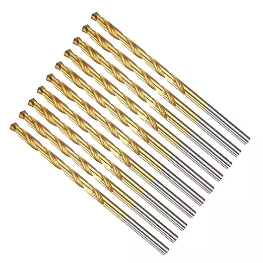 Drill Bit, 1/8" Cutting Diameter, 4341 HSS TiN Coated 135° Cutting Angle Jobber Bits - (Applications: for Drilling Soft Metal Plastic Wood), 20-Pieces