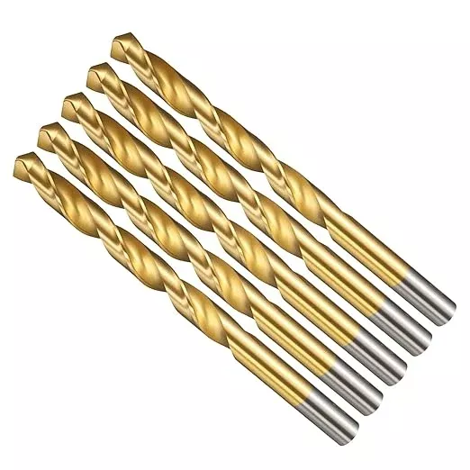 Drill Bit, 11/32" Cutting Diameter (8.731mm), 4241 HSS TiN Coated 118° Cutting Angle Versatile Jobber Bits - (Applications: for Drilling Plastic Wood Soft Thin Metal), 10-Pieces